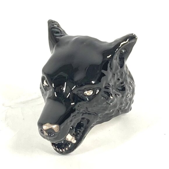 GUCCI Anger Forest Wolf Head Accessories Ring Black/Silver